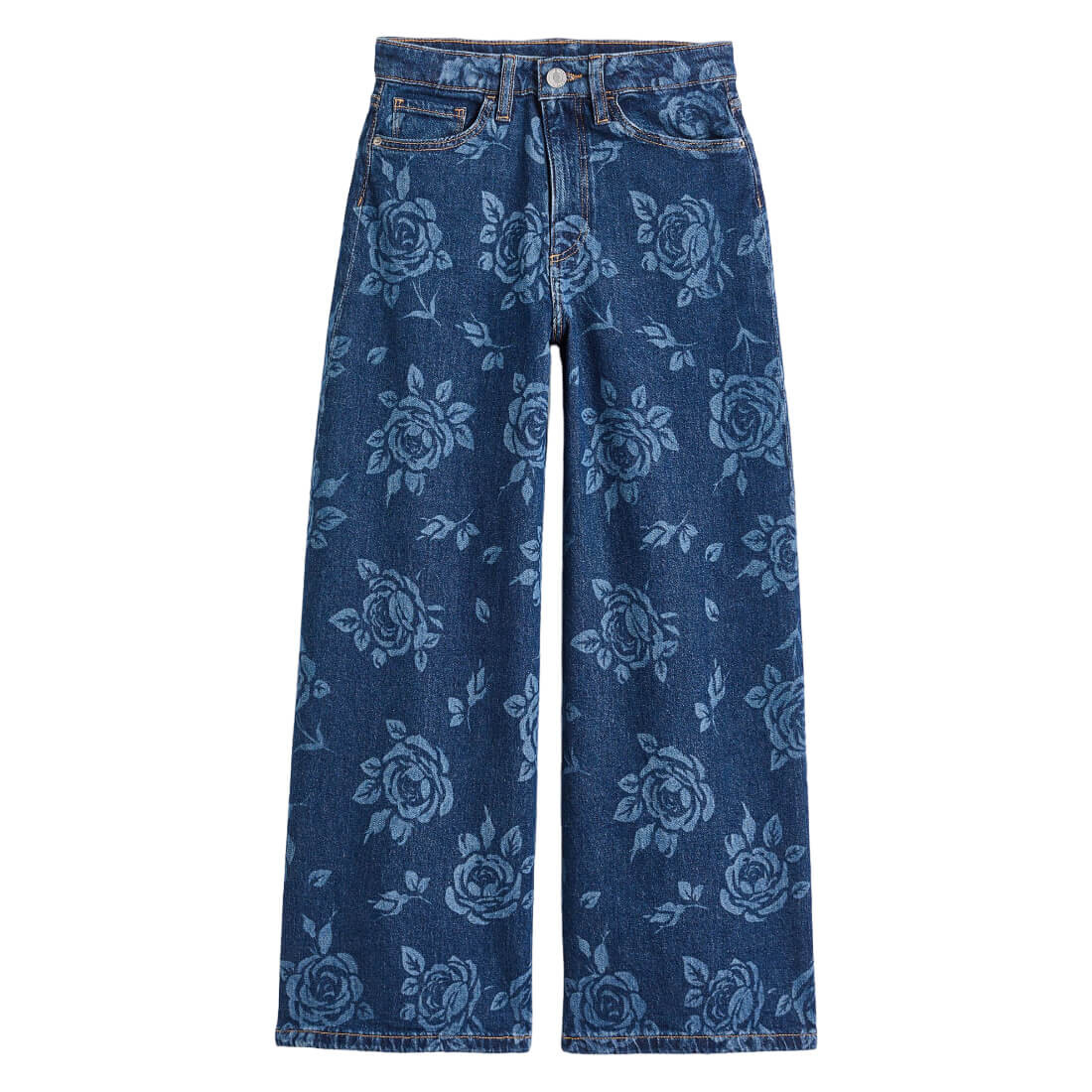

Джинсы H&M Roses Comfort Stretch Wide Fit High, синий