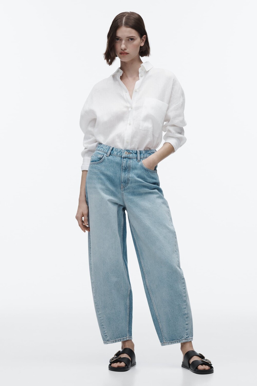 

Джинсы с высокой посадкой z1975 ZARA, светло-синий