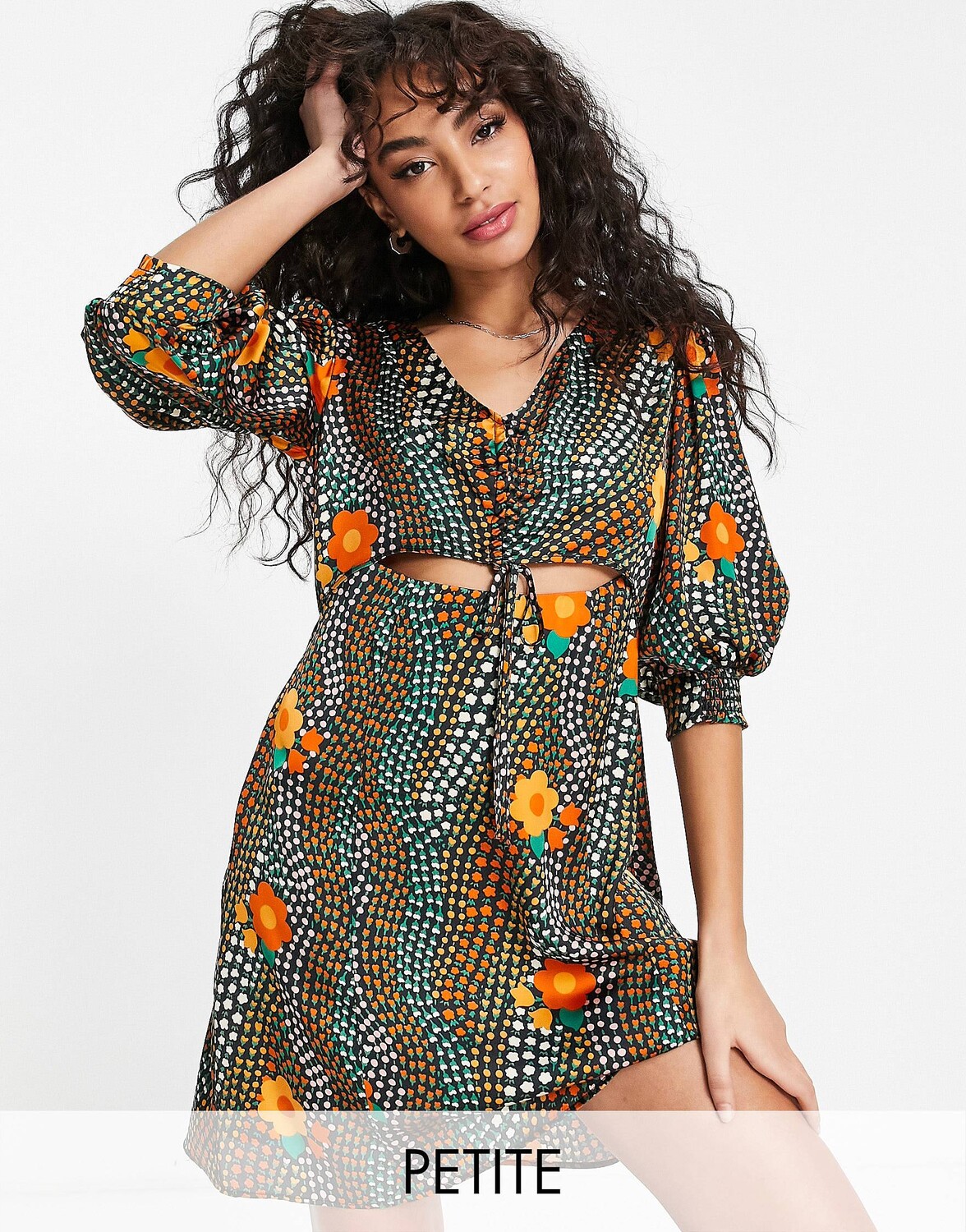 

Topshop Petite платье мини с вырезами и цветочным принтом
