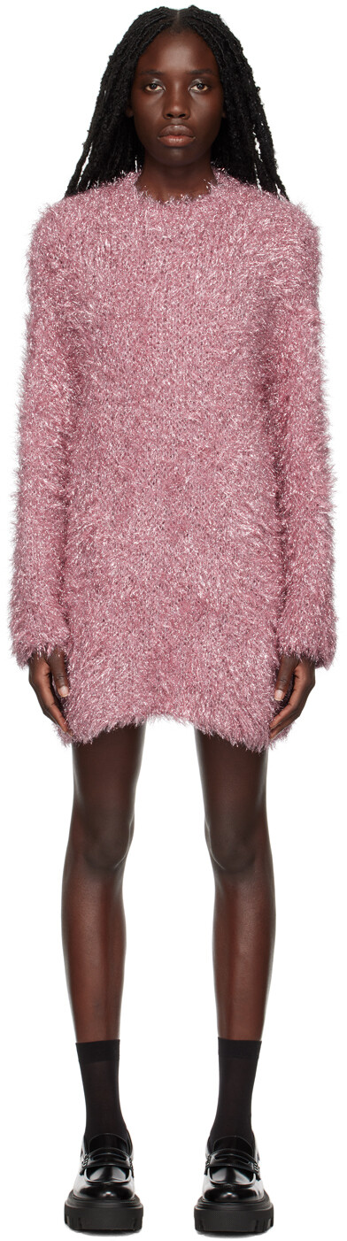 

Розовое блестящее мини-платье MSGM