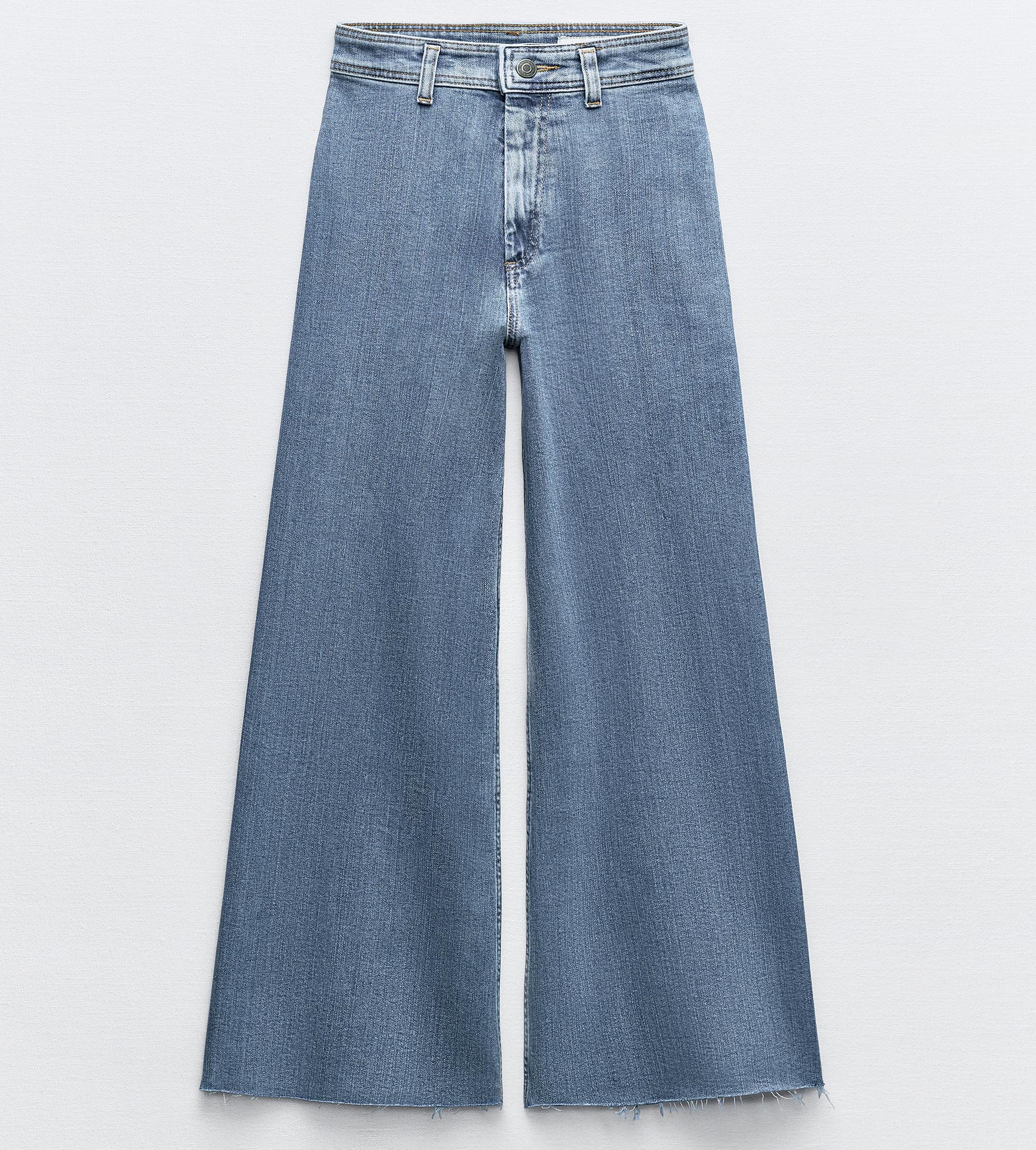 Джинсы Zara Zw Collection Marine Straight-leg High-waist, светло-синий узкие джинсы женские уличные джинсы с высокой талией длиной до щиколотки летние модные женские джинсы стрейч с прямыми штанинами