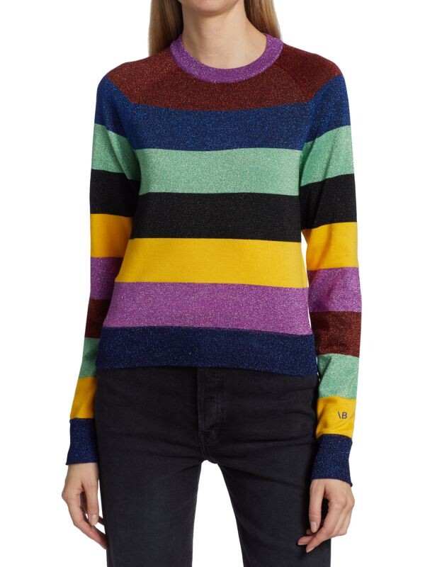 

Металлизированный свитер с круглым вырезом Victoria Beckham Blue multi