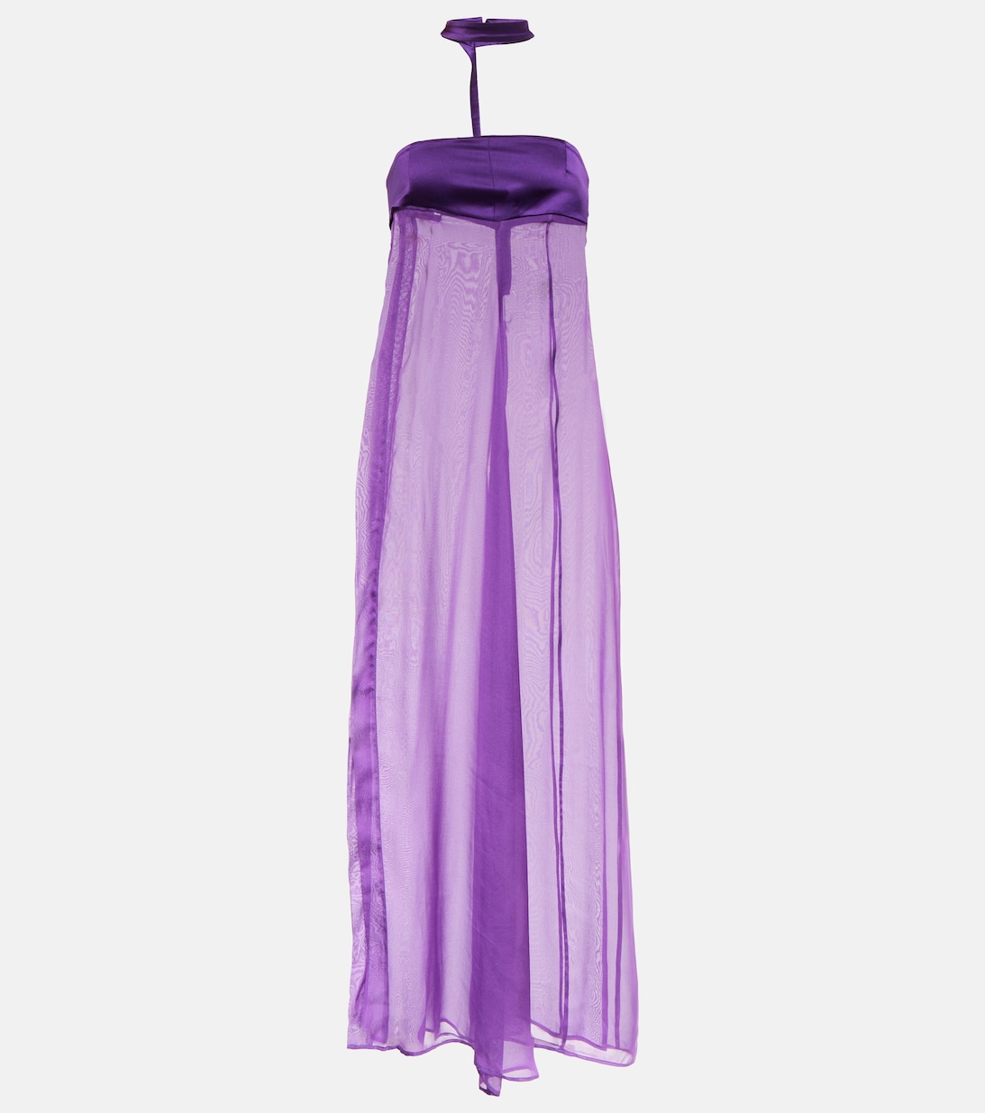 Платье макси из шелкового шифона с вырезом халтер DIDU, фиолетовый