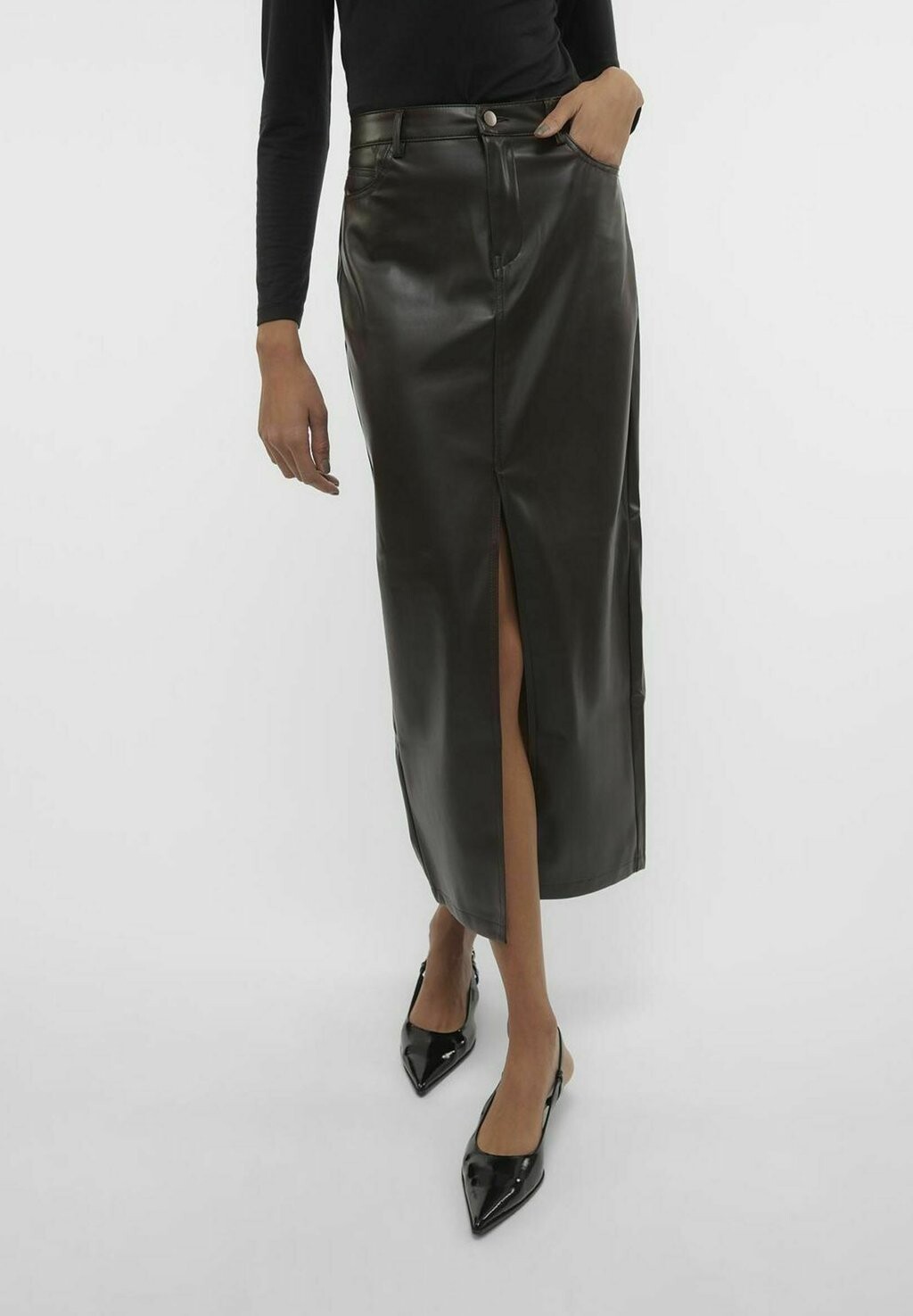 

Юбка А-силуэта VMBEVERLY HOHE TAILLE Vero Moda, цвет coffee bean