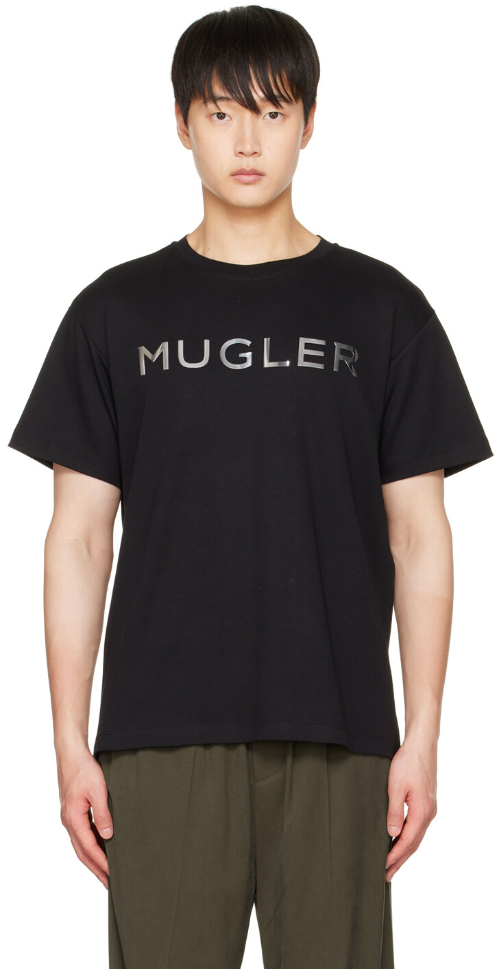 

Черная бондовая футболка Mugler