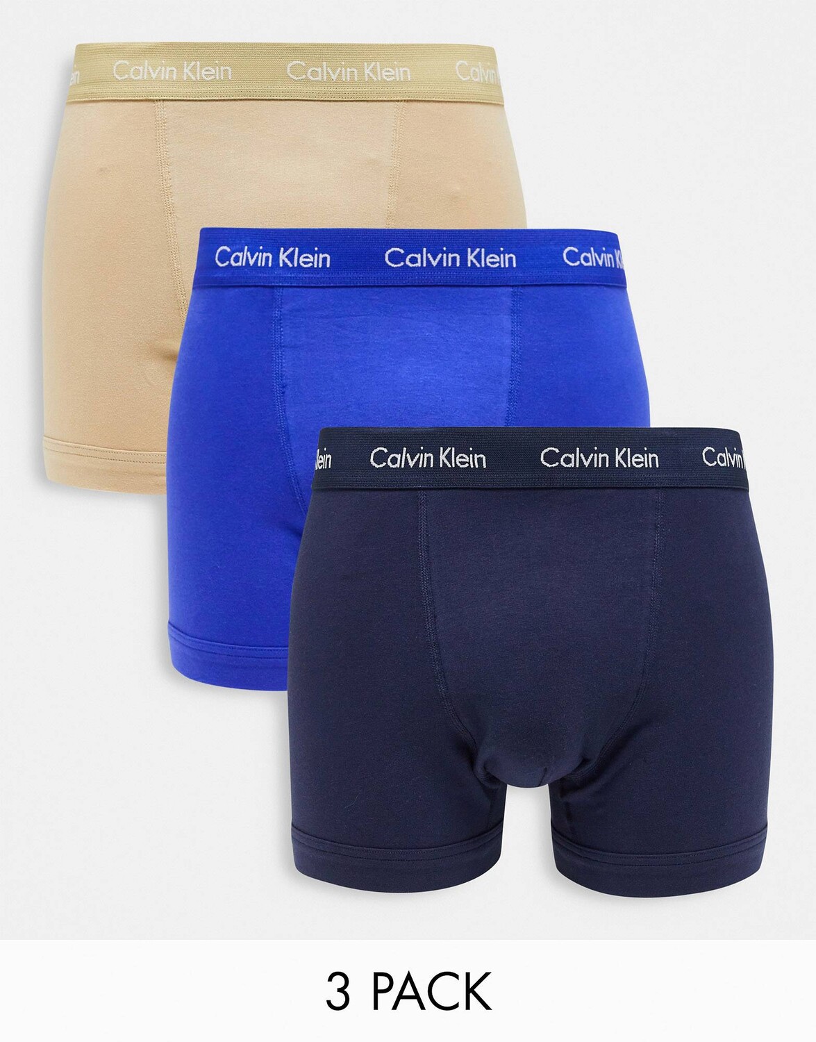 

3 пары трусов Calvin Klein темно-синего, синего и бежевого цветов