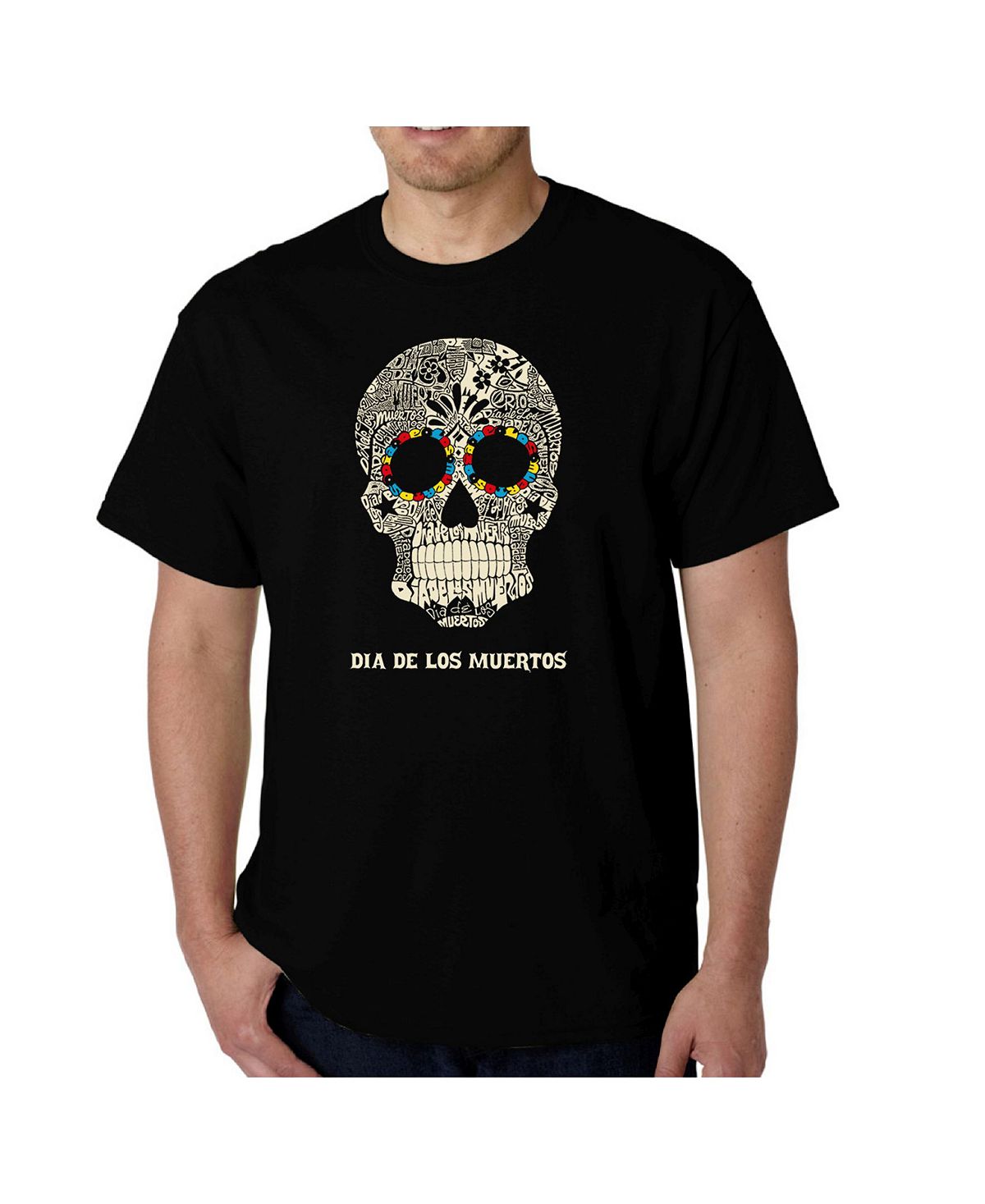 Мужская футболка word art - dia de los muertos LA Pop Art, черный мужская толстовка с капюшоном dia de los muertos word art la pop art черный