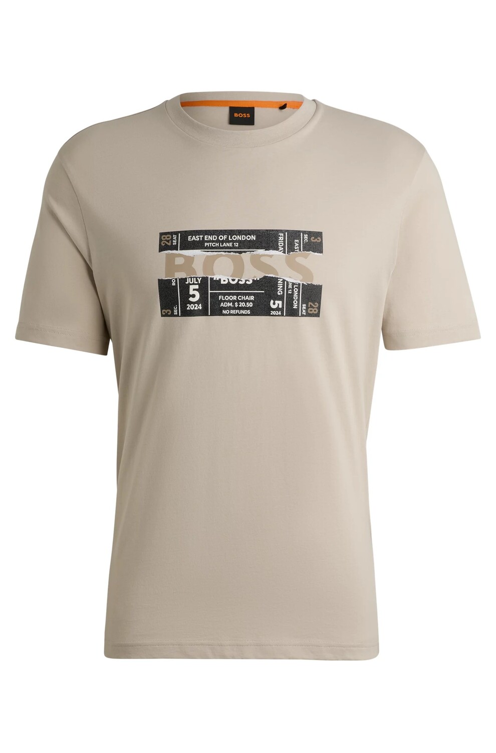 

Футболка Boss Regular-fit In Cotton With Seasonal Artwork, светло-бежевый