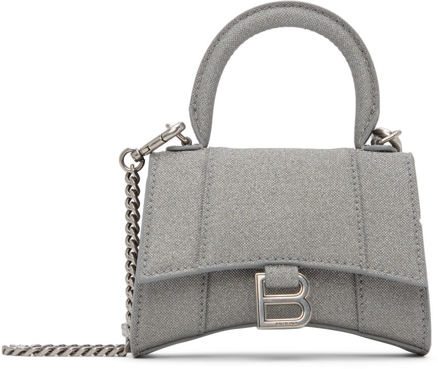 

Серебряная мини-сумка в форме песочных часов с блестками Balenciaga, Бежевый