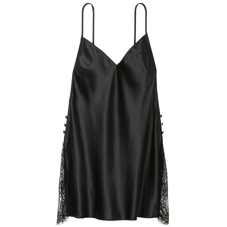 

Ночная рубашка Victoria's Secret Satin Plunge Lace Slip, черный