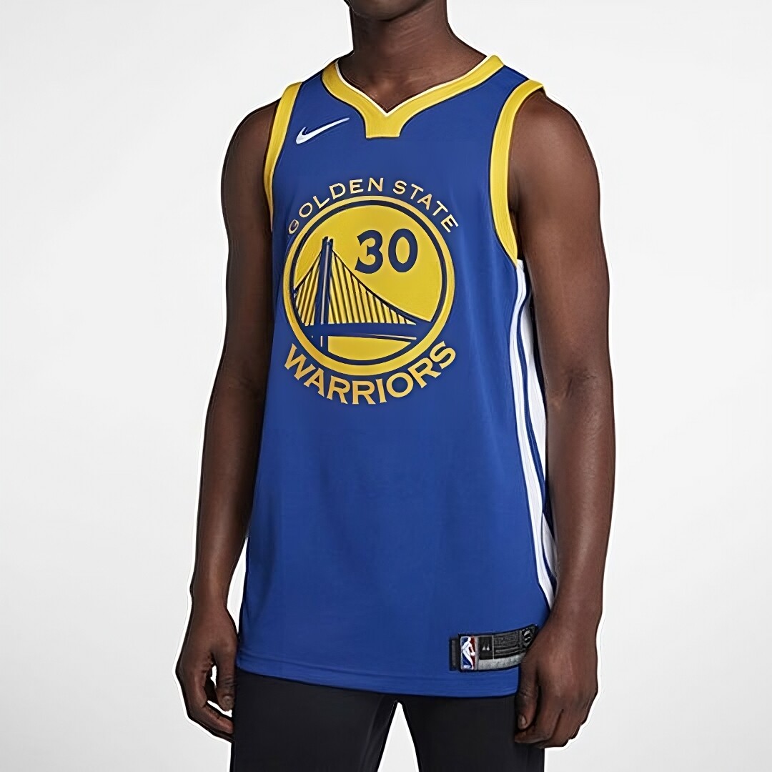 

Майка Nike Stephen Curry Icon Edition Authentic Golden State Warriors Basketball, синий/желтый