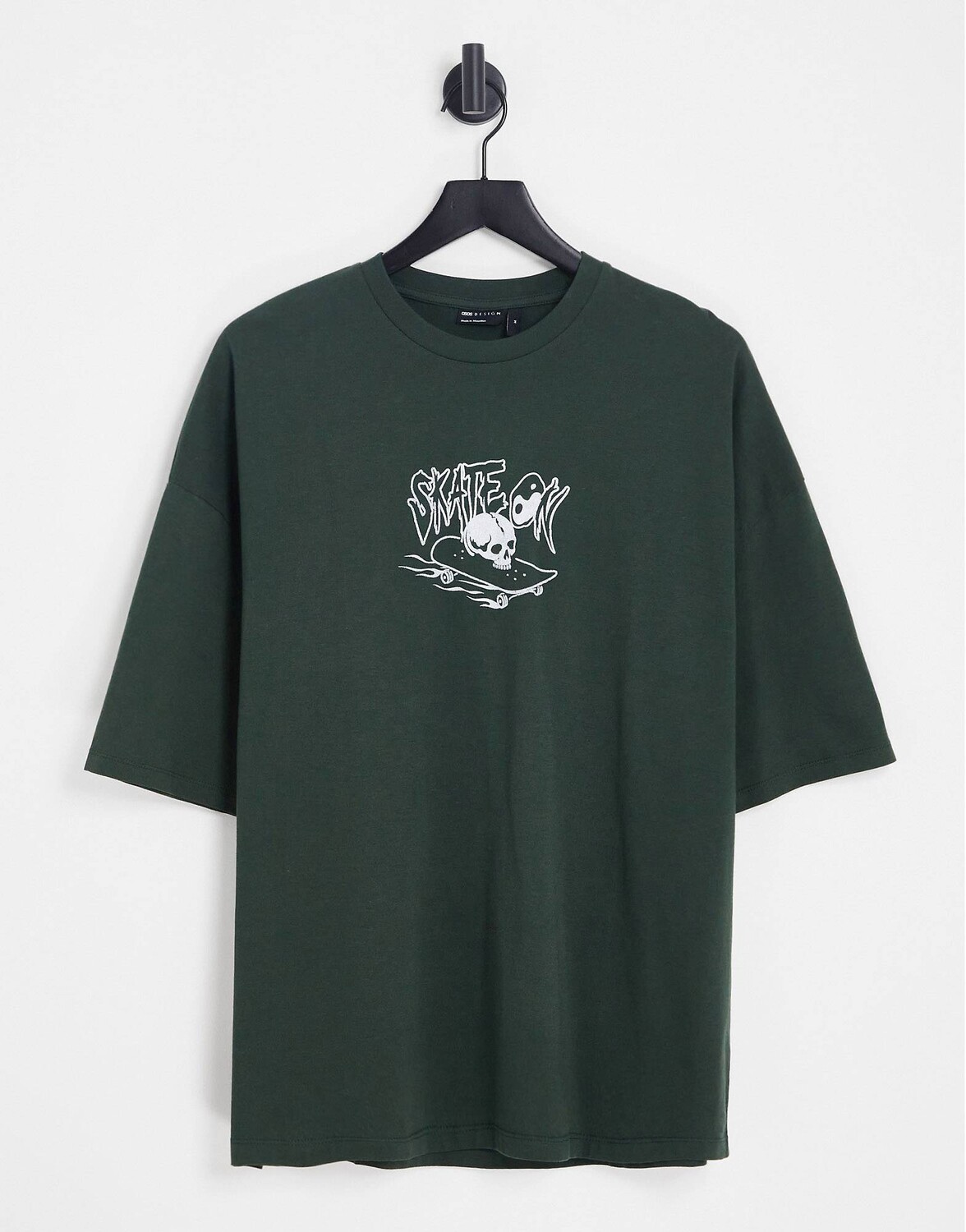 

Футболка оверсайз цвета хаки с принтом скейтборда ASOS DESIGN