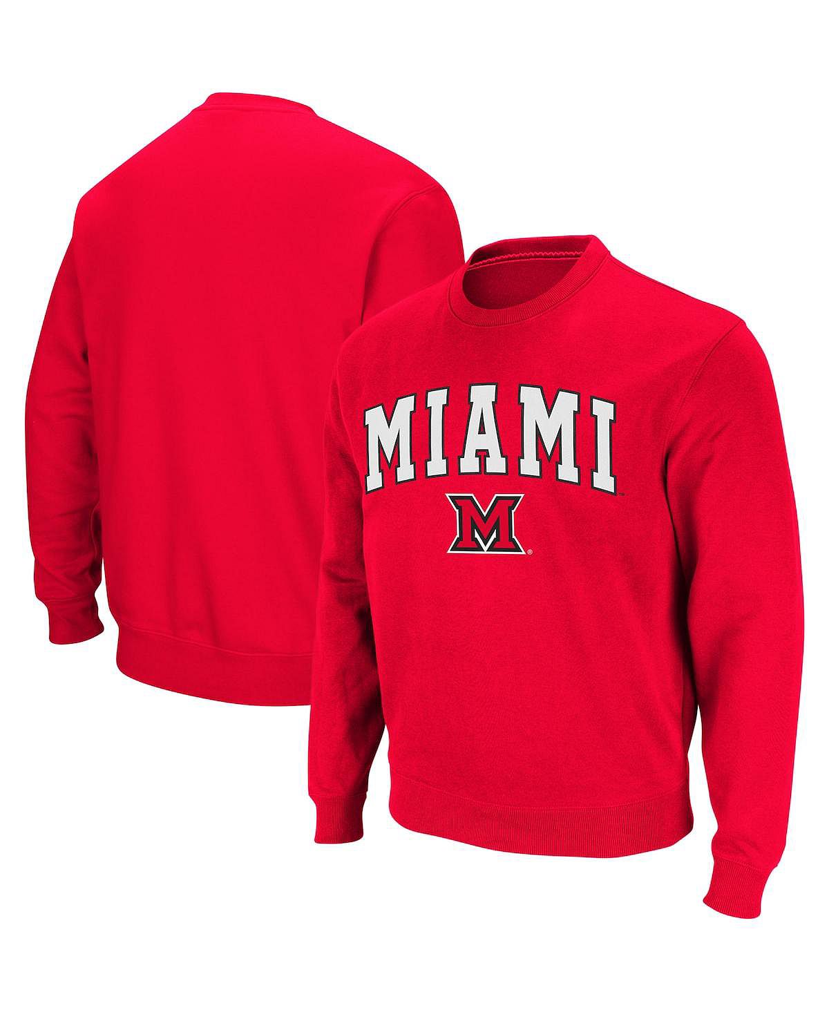 

Мужская толстовка с круглым вырезом redhawks arch logo red miami university Colosseum, красный