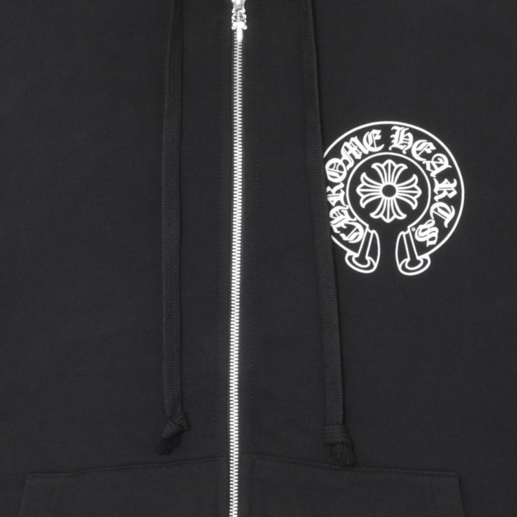 Худи Chrome Hearts Horseshoe Floral Cross Zip Hoodie 'Black