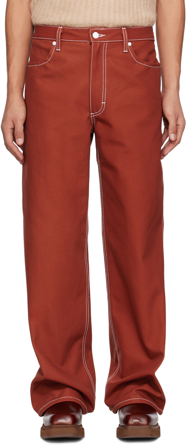 

SSENSE Эксклюзивные красные джинсы Eckhaus Latta