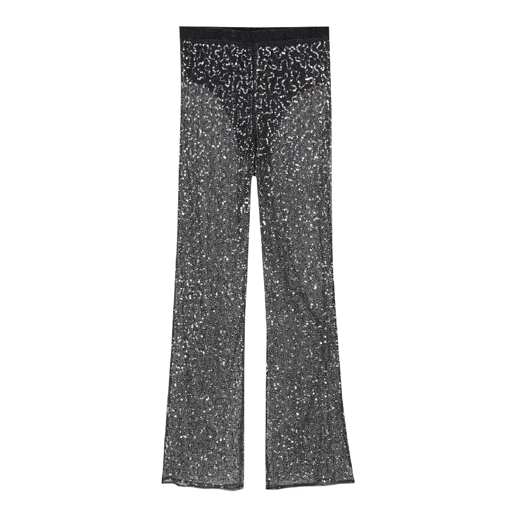 

Брюки Pull&Bear x Valentina Zenere Sheer Flowing Sequinned, темно-серый