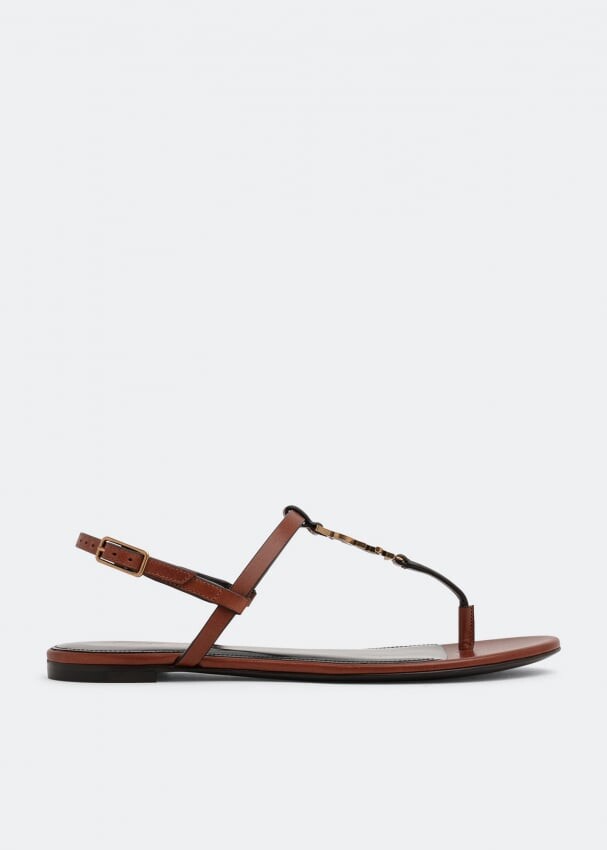 

Сандалии SAINT LAURENT Cassandra flat sandals, коричневый