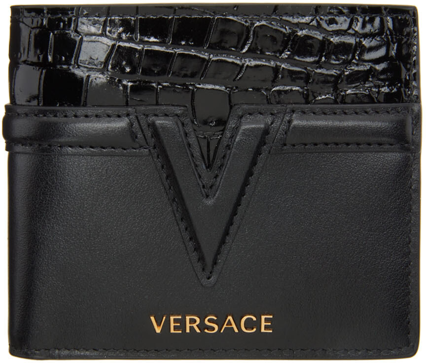 

Черный кошелек с логотипом Croc V Versace