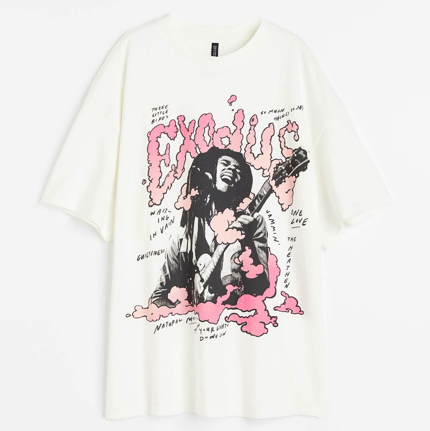 

Футболка H&M Bob Marley Oversized Printed, белый