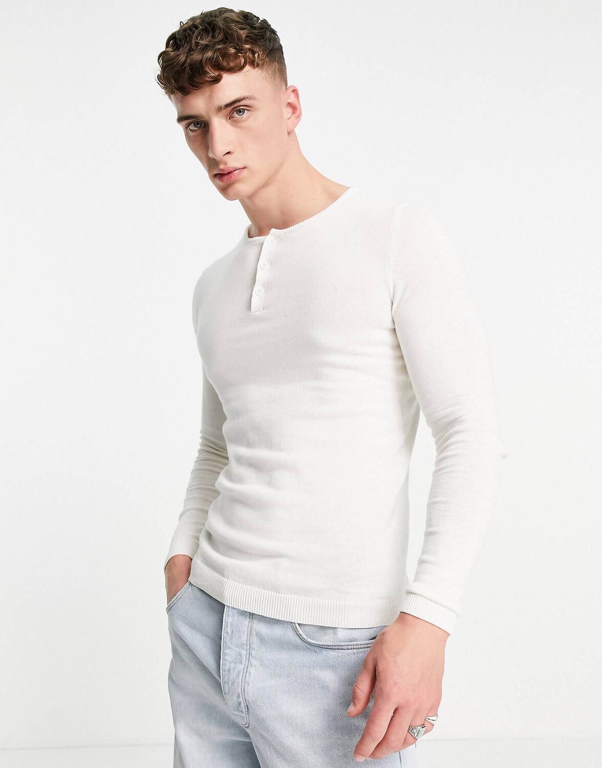 

Белая хлопковая вязаная рубашка-поло ASOS DESIGN