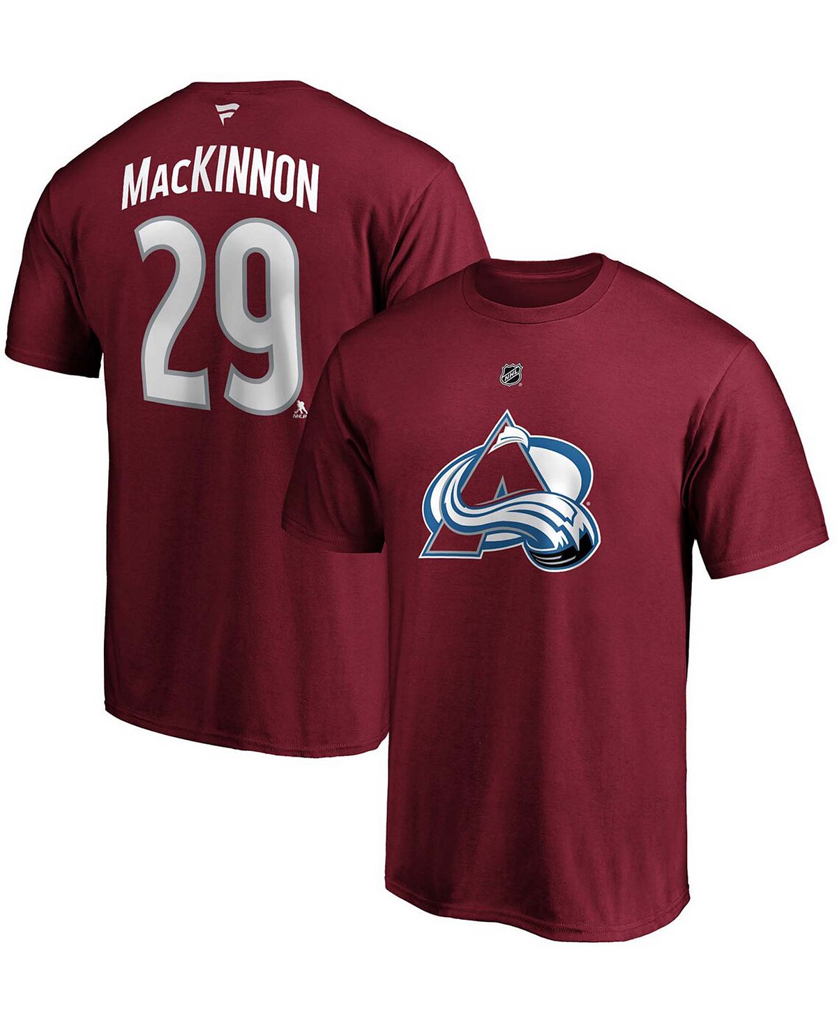 Фирменная мужская футболка nathan mackinnon burgundy colorado avalanche team authentic stack name & number Fanatics