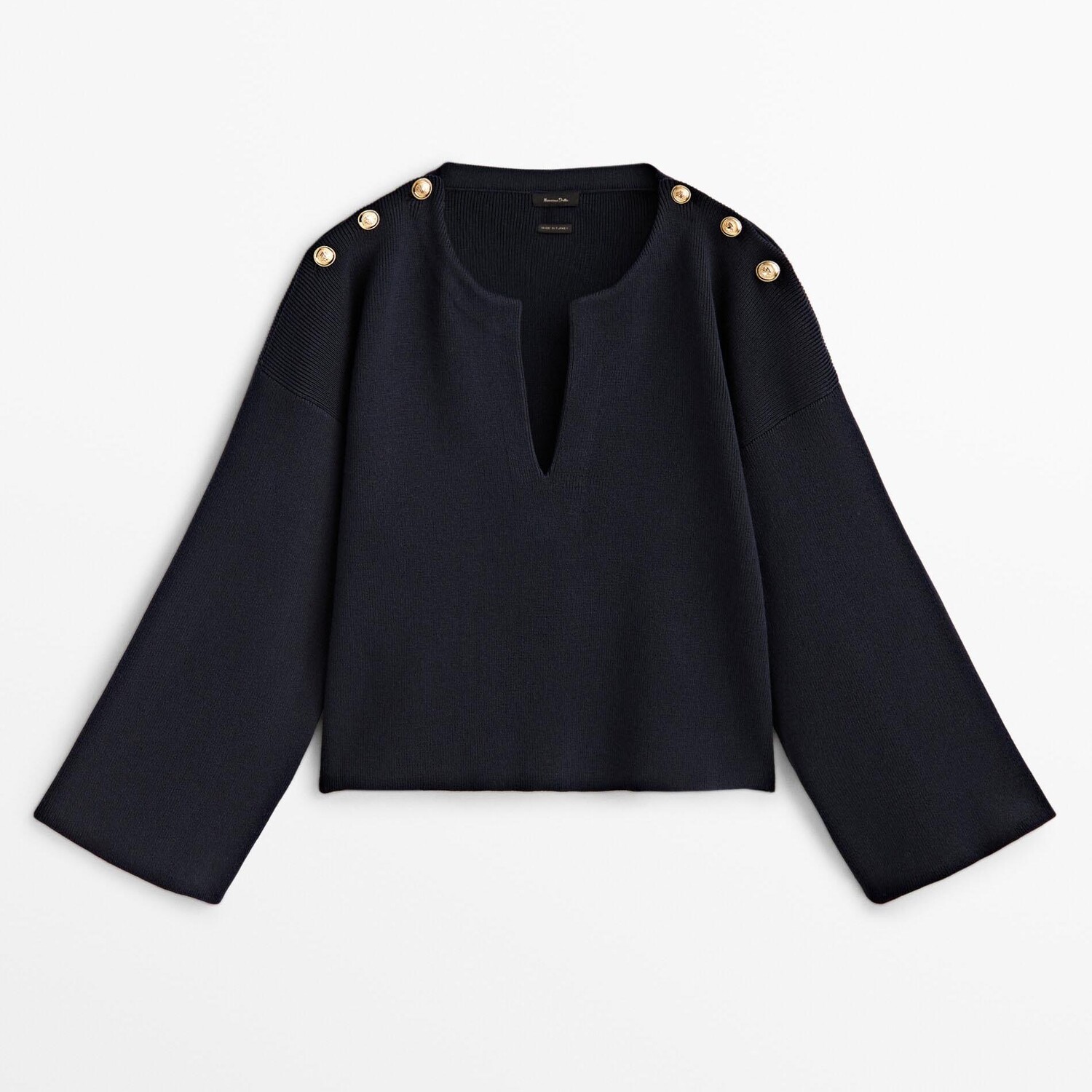 

Свитер Massimo Dutti Knit With Button Detail, темно-синий
