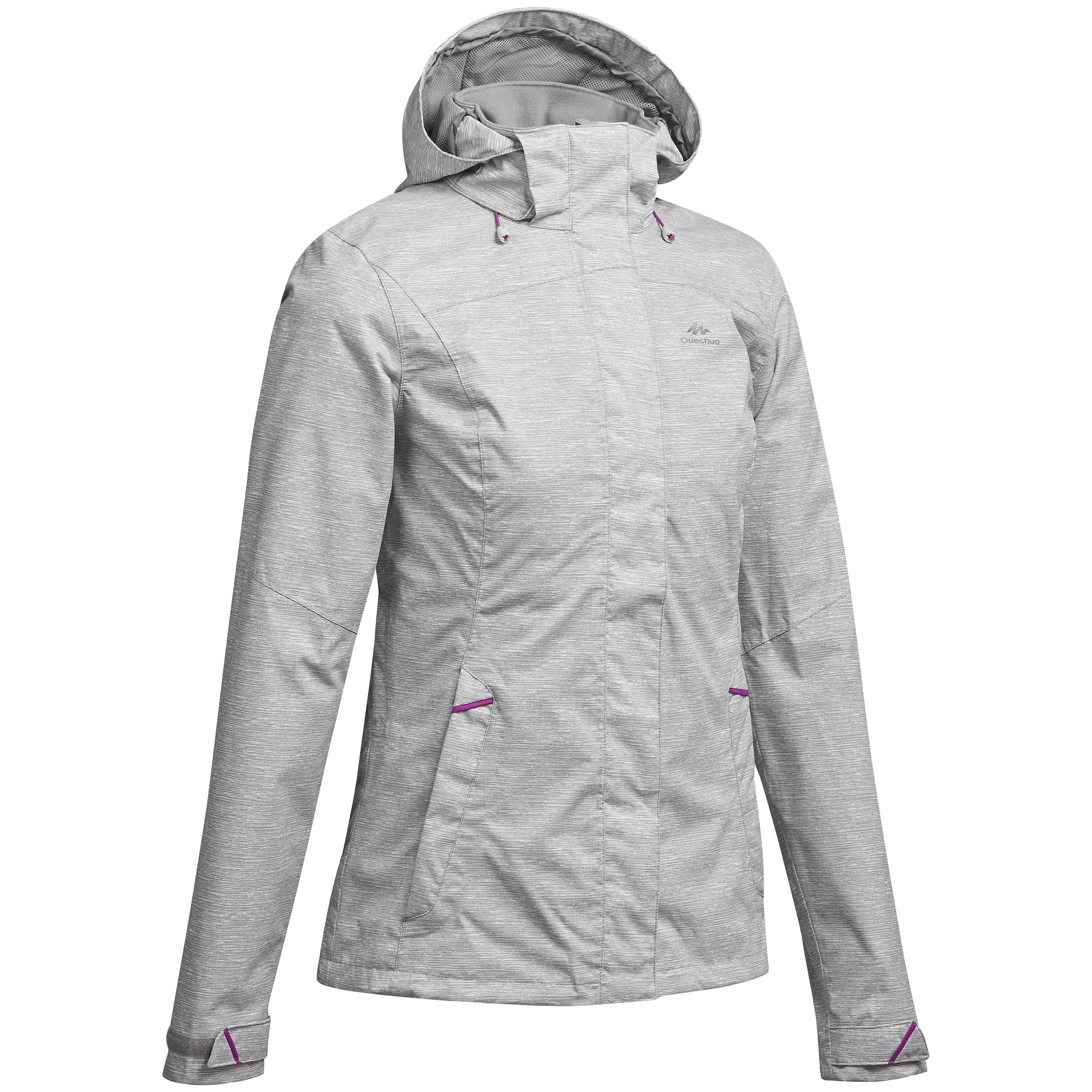 цена Куртка Quechua MH100 для походов водонепроницаемая женская, серый
