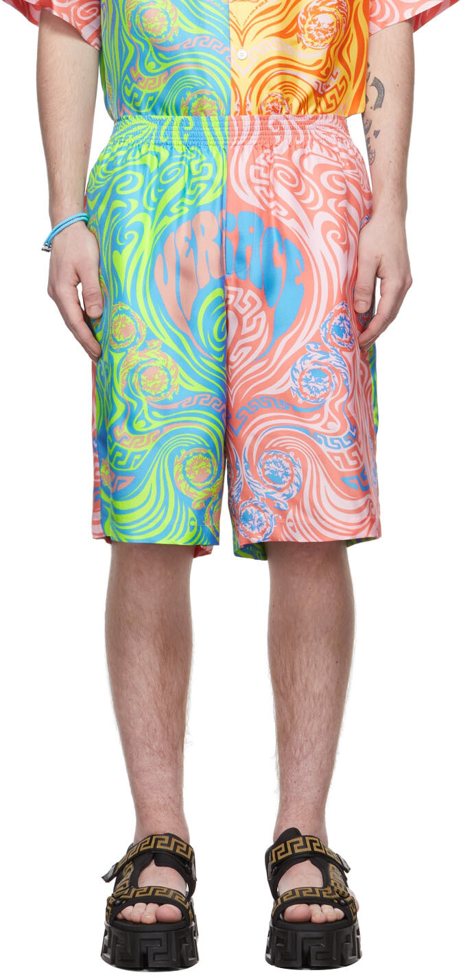 

Разноцветные шелковые шорты Versace