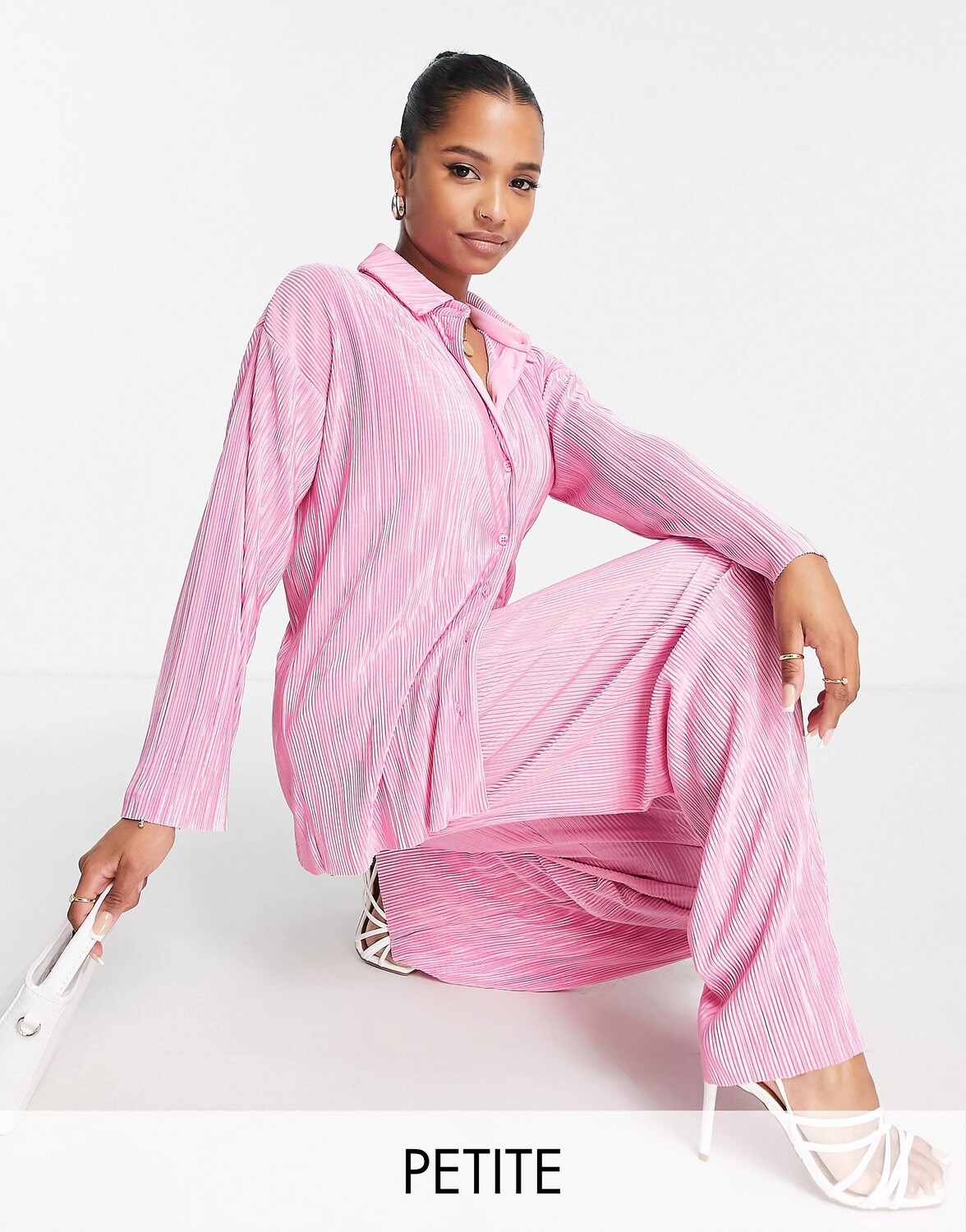 

Широкие плиссированные брюки Miss Selfridge Petite, Розовый