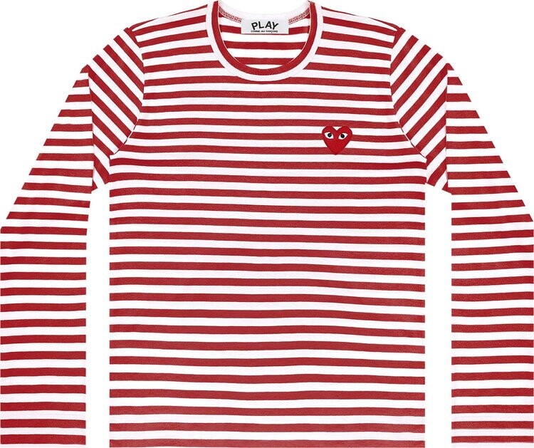 

Футболка Comme Des Garçons PLAY Striped Long-Sleeve T-Shirt Red/White, красный