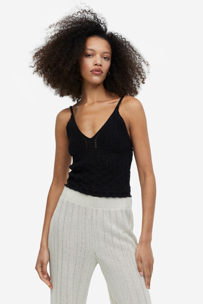 

Вязаный крючком топ H&M, черный
