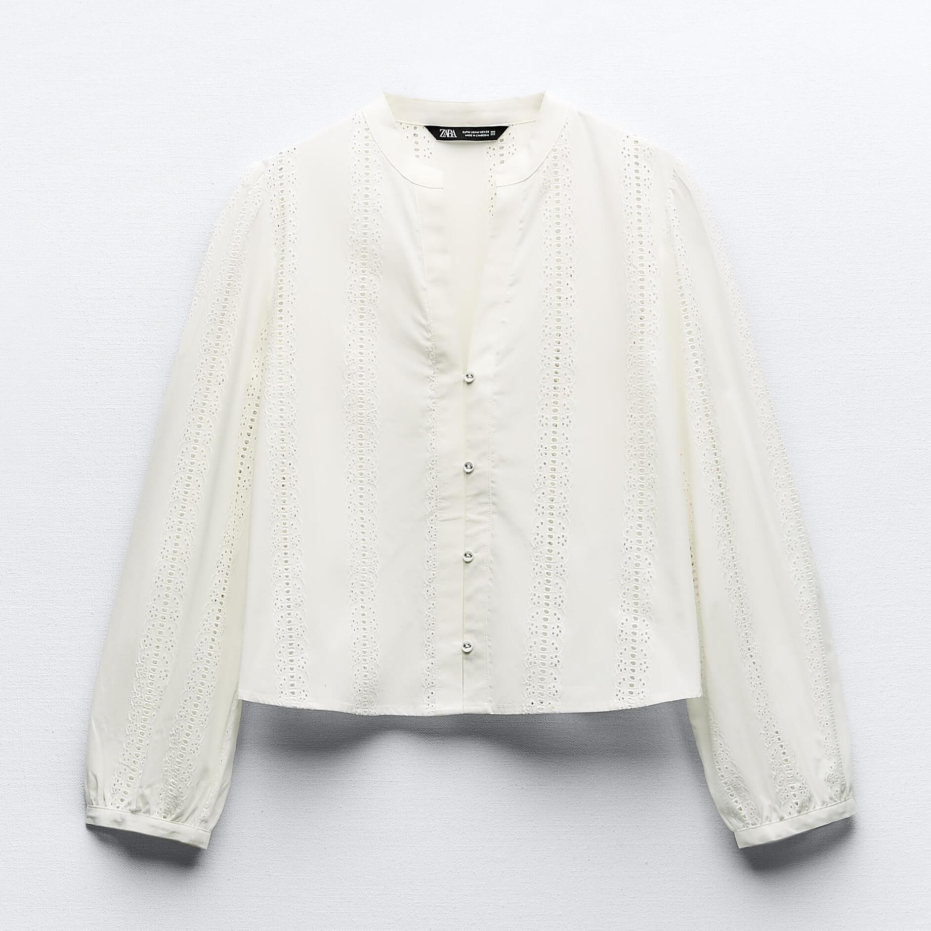 Блузка Zara With Cutwork Embroidery, молочный