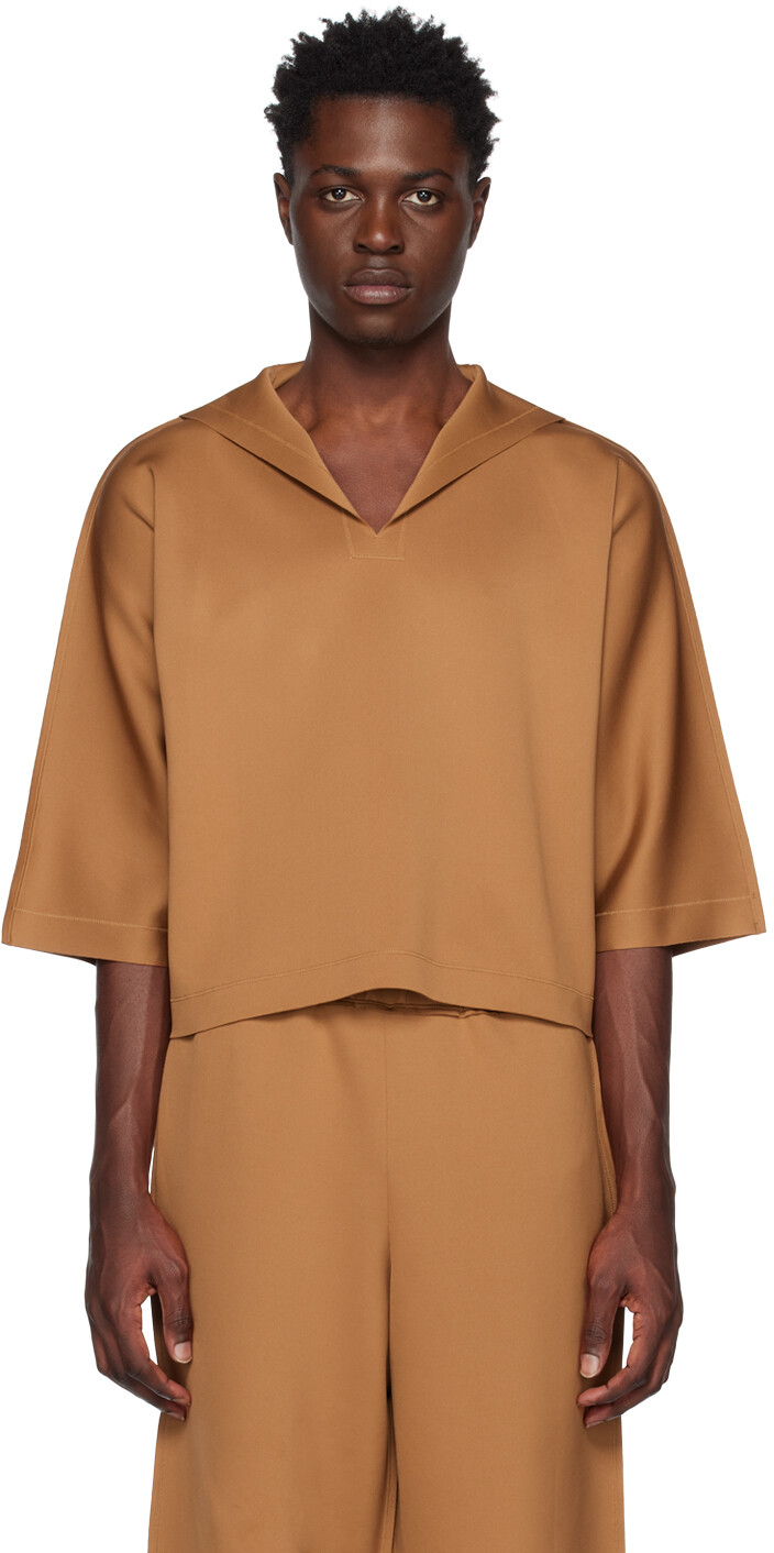 

Светло-коричневый свитер с защипами 132 5. ISSEY MIYAKE