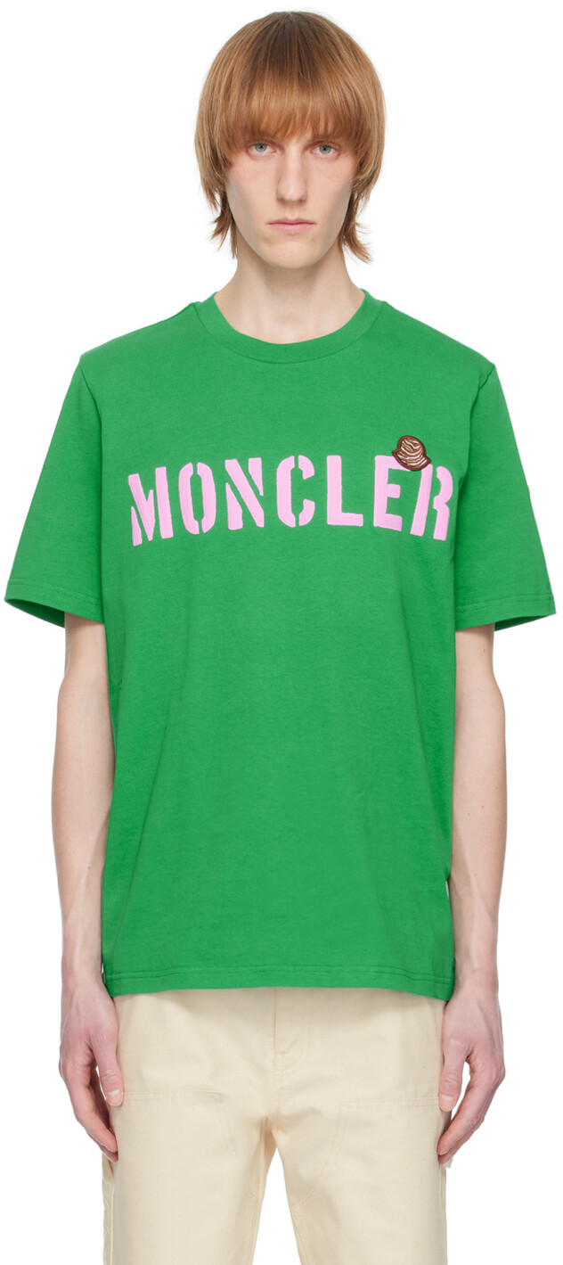 

Зеленая футболка с принтом Moncler, Зеленый