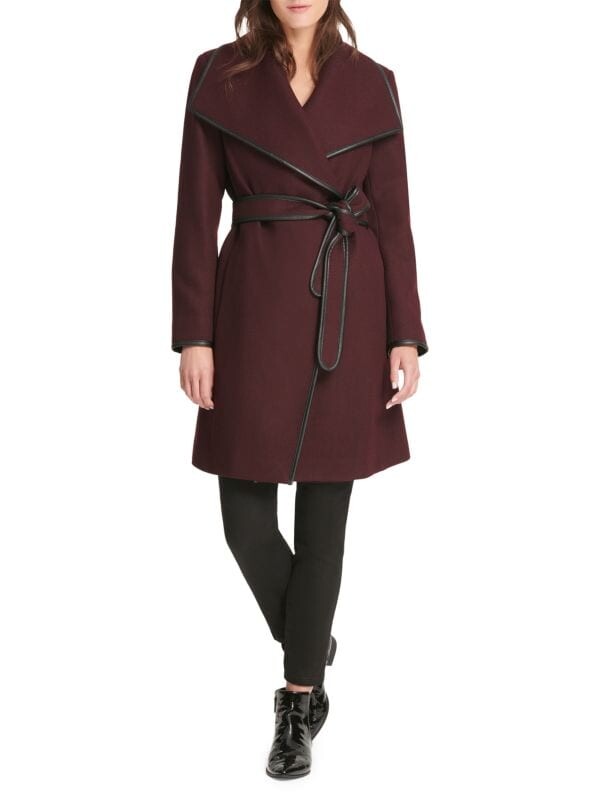 

Пальто с запахом из смесовой шерсти DKNY Bordeaux