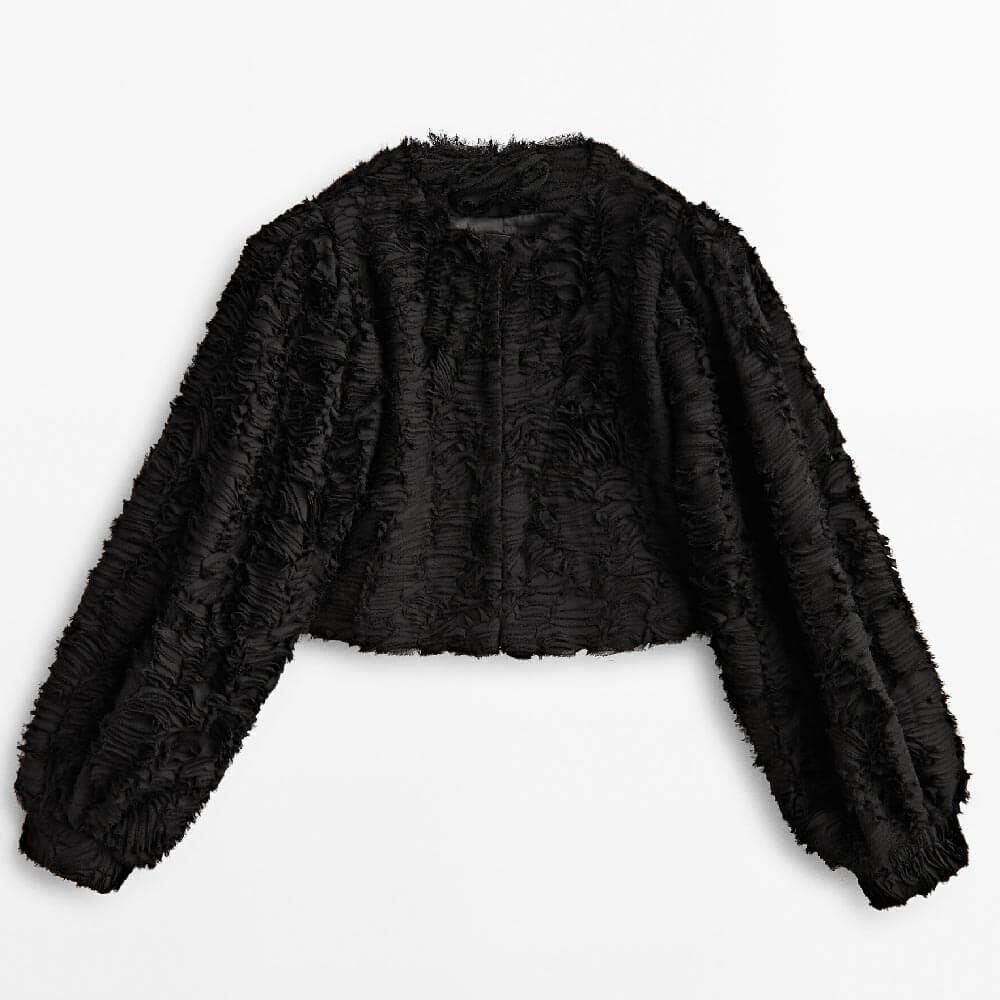 

Куртка Massimo Dutti Boucle Textured, черный