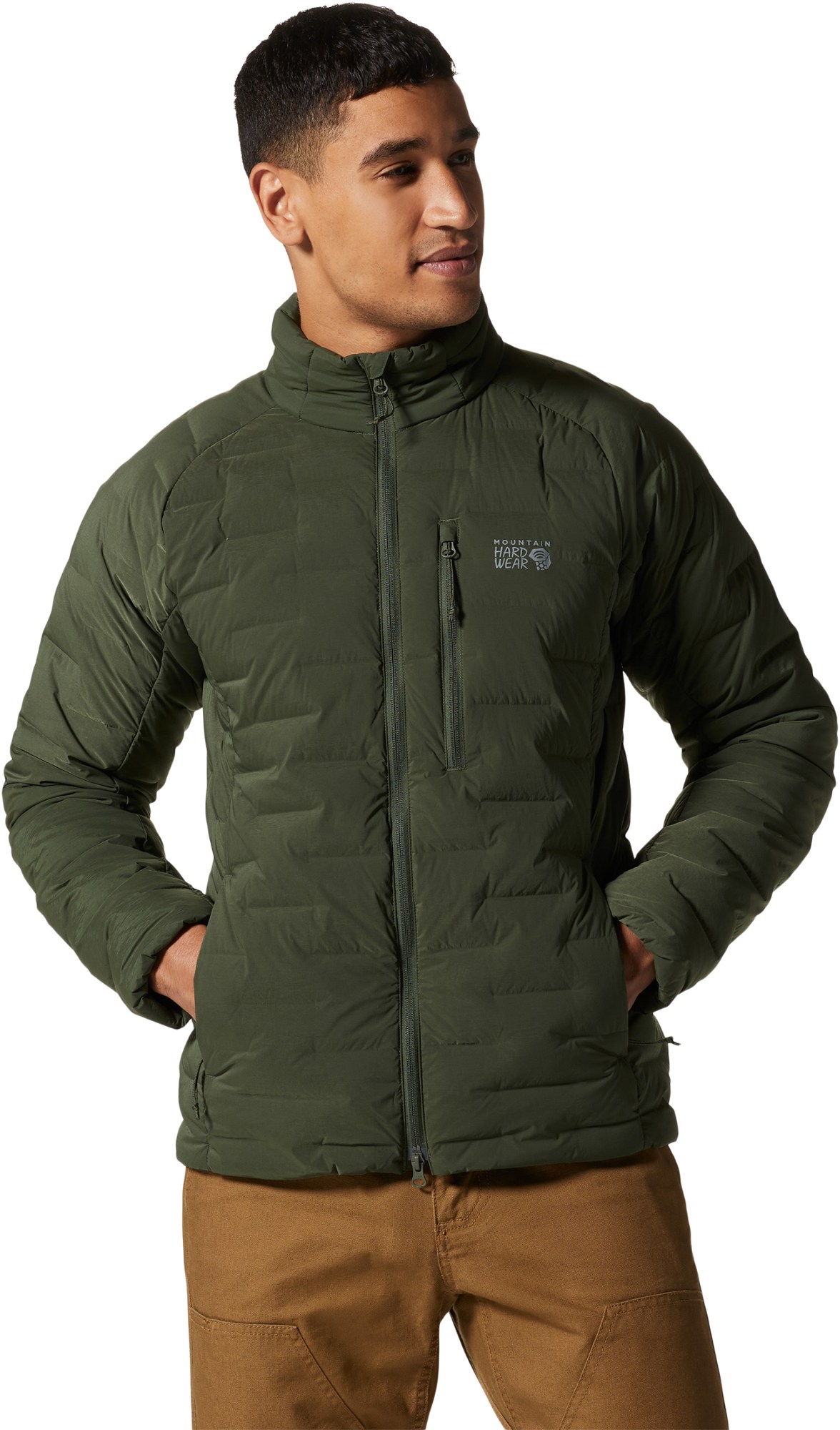 Куртка-стрейч-пух - Мужская Mountain Hardwear, зеленый куртка мембранная мужская mountain hardwear exposure 2™ серый