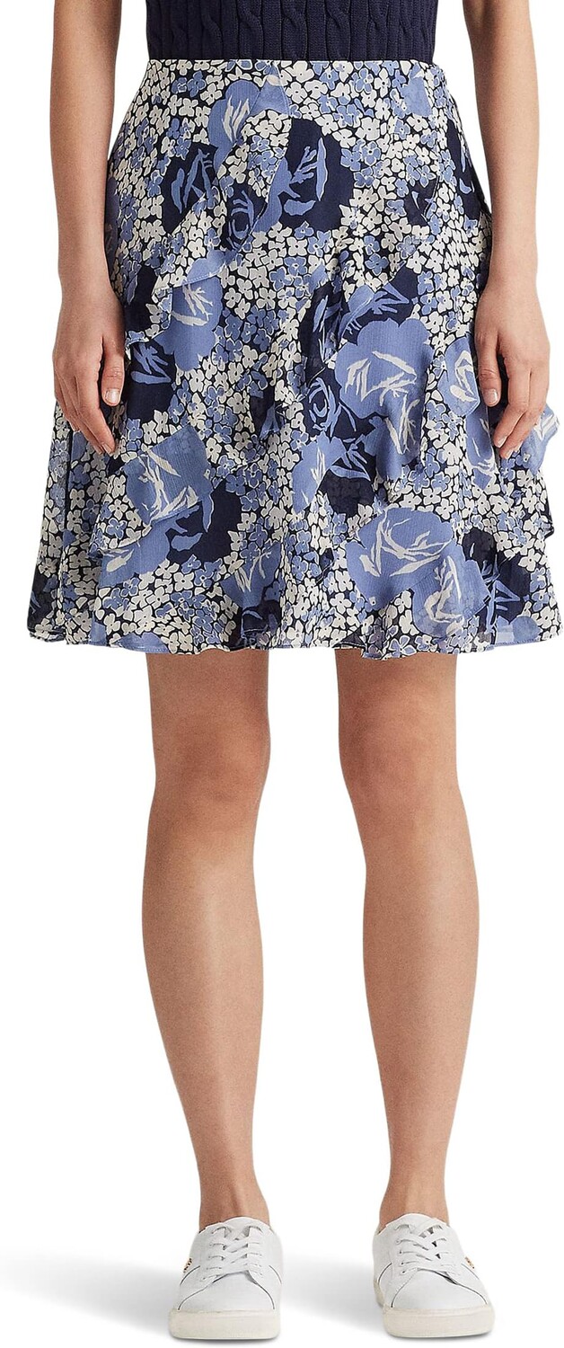 

Юбка из жоржета с цветочным принтом и оборками LAUREN Ralph Lauren, цвет Blue/Cream/Navy