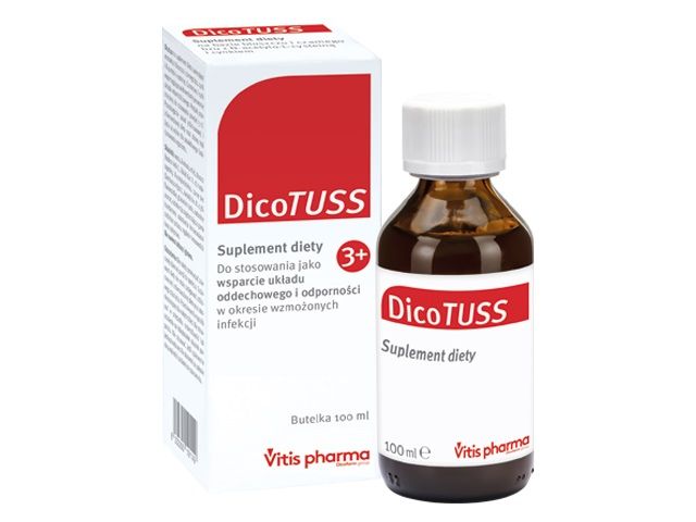 цена Dicotuss Płyn препарат, укрепляющий иммунную и дыхательную системы, 100 ml