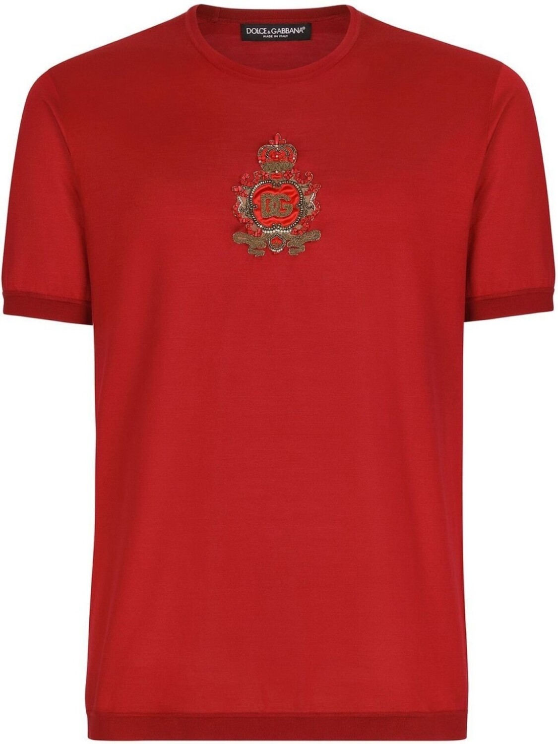 

Dolce & Gabbana шелковая футболка с нашивкой, красный