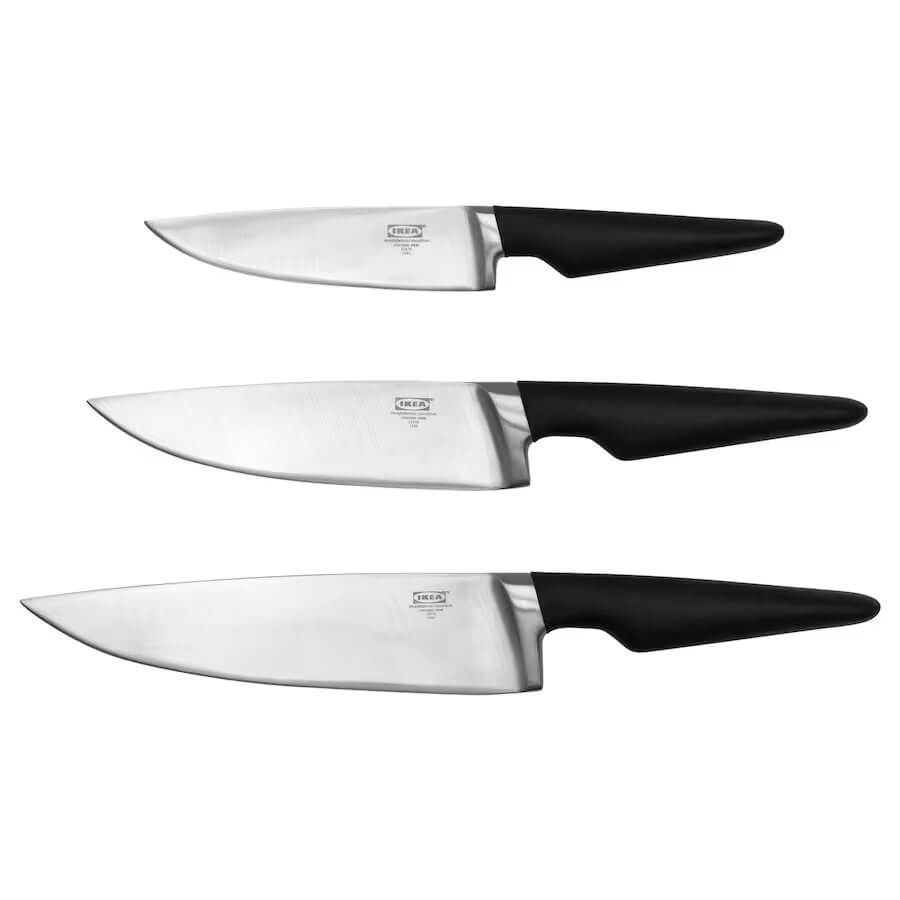Набор ножей Ikea Vorda 3 предмета, черный нож ручной для шинковки капусты