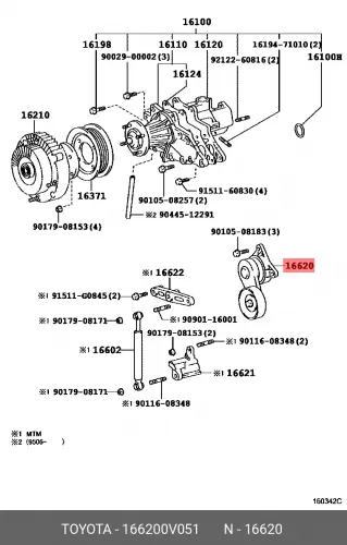 

Натяжитель ремня приводного в сборе 166200V051 TOYOTA LEXUS