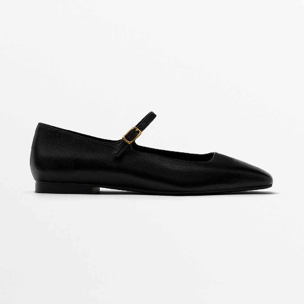 Балетки Massimo Dutti Flats With Buckle, черный туфли massimo dutti heeled with buckle черный