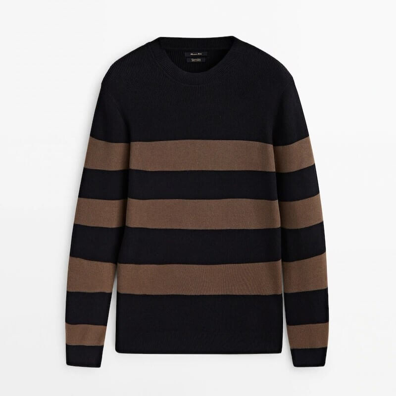 

Свитер Massimo Dutti Striped Knit Crew Neck, черный