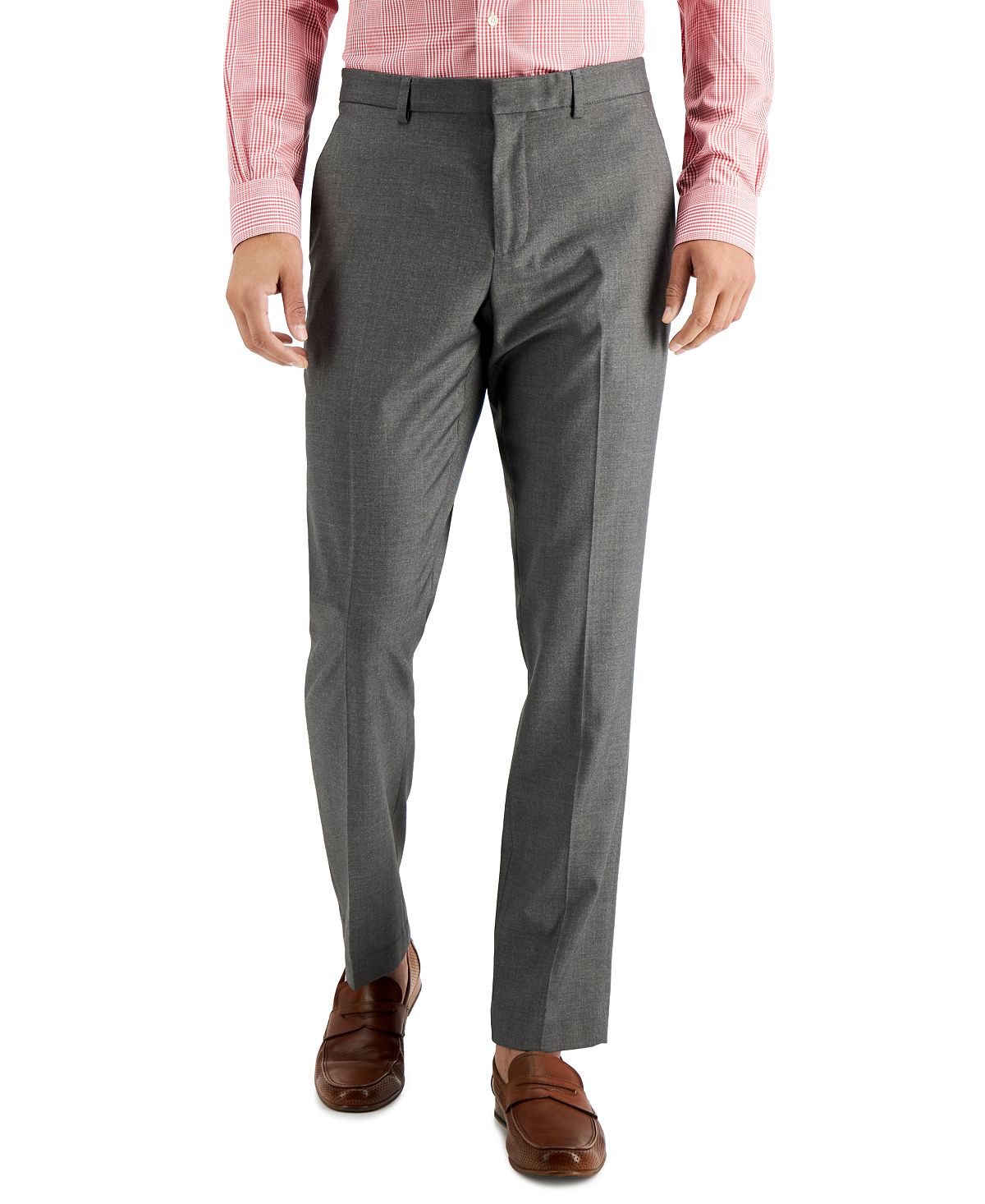 оставайтесь на работе от touson Мужские классические брюки slim fit non-iron performance stretch из меланжевой ткани Perry Ellis Portfolio