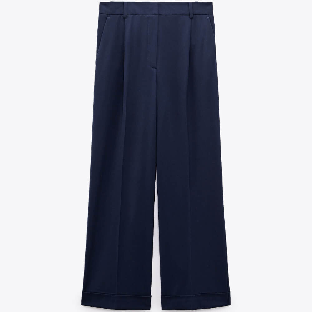 

Брюки Zara Turn-up Hems, темно-синий