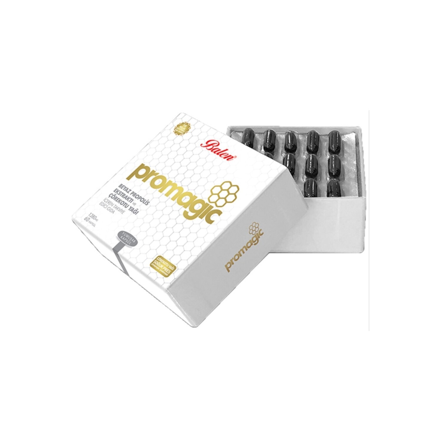 

Пищевая добавка Balen Promagic, содержащая экстракт белого прополиса и масло черного тмина