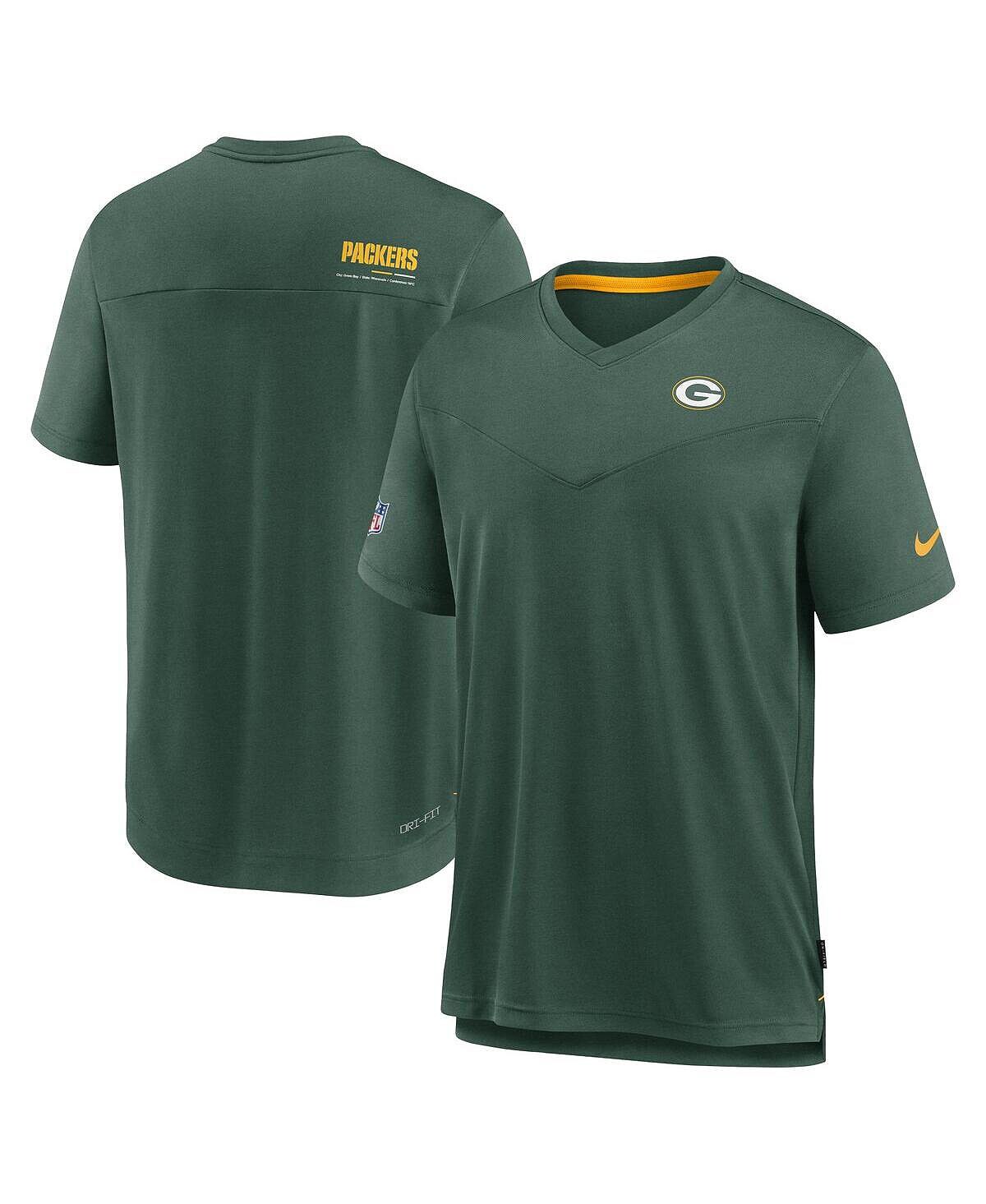 

Мужская футболка heather kelly green green bay packers 2022 sideline coach chevron lock up performance с v-образным вырезом Nike, мульти