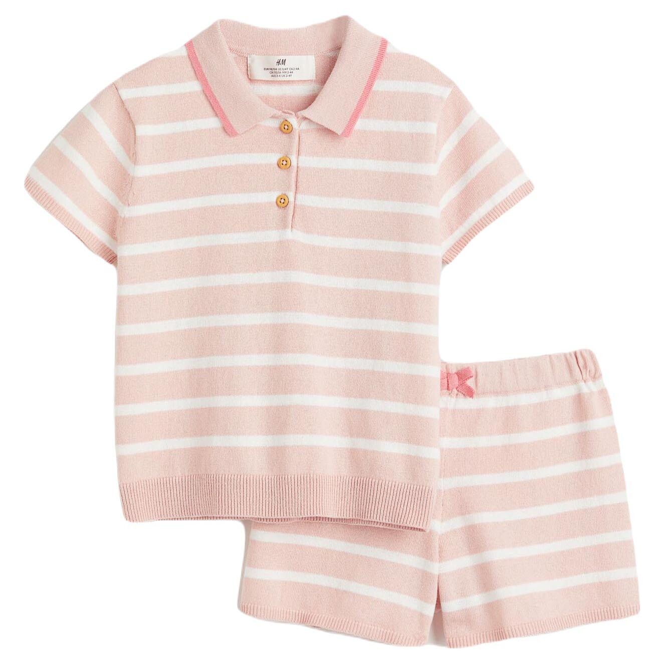 

Комплект одежды H&M Cotton Striped, 2 предмета, светло-розовый