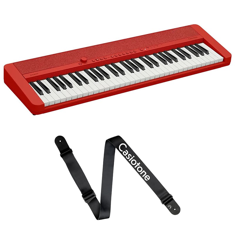 Casio CT-S1 61-клавишная портативная клавиатура, красная, с ремешком Casiotone CASIO-CT-S1RD-SP
